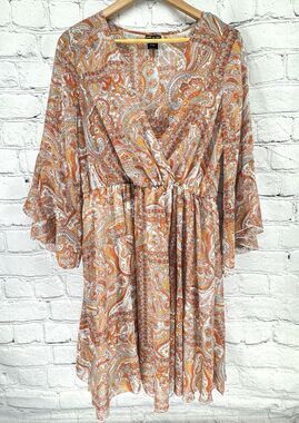Kate and Lily Dress 14 Multicolored Floral Semi Sheer Chiffon Boho Cottagecore